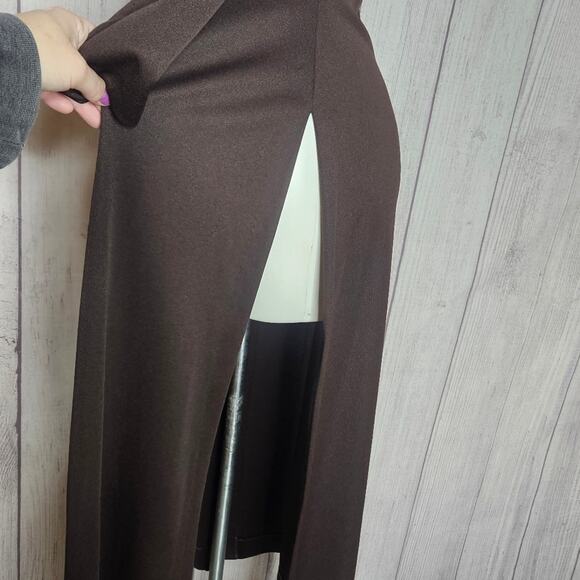 VTG 70s Chocolate Brown Duster with Beaded Sunburst Detailing, Tie Closure, sz 8 - Picture 7 of 9